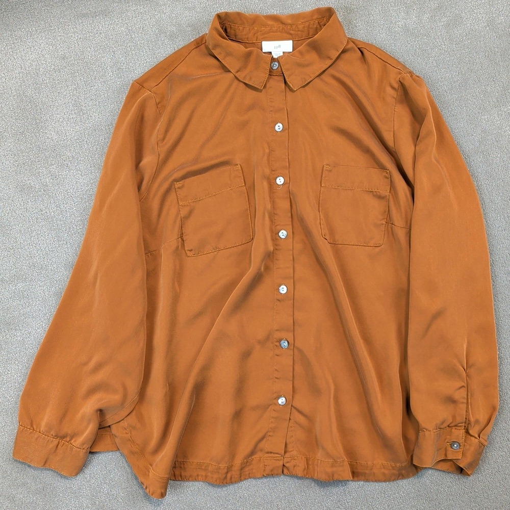 J. Jill Button Down Shirt Women XL Petite Burnt Orange Modal Rayon Utility Top
